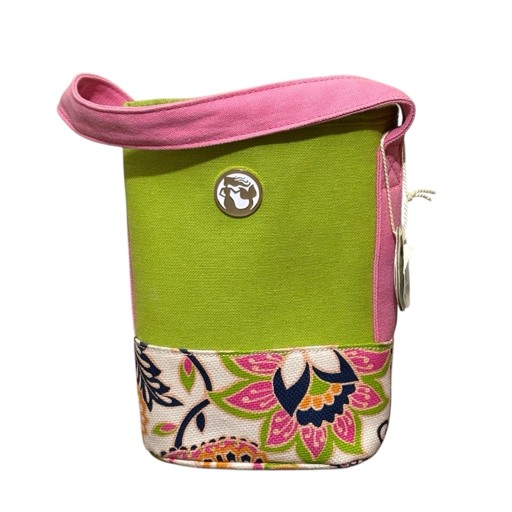 New Spartina 449 Double Wine Caddy High Ebb Green Pink Paisley Hostess Gift